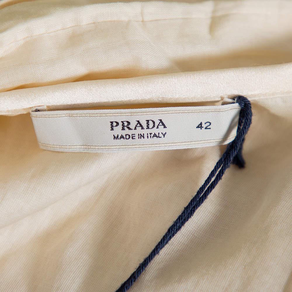 Prada Cream Silk Detachable Collar Detail Ruffled Shirt Dress M商品第5张图片规格展示