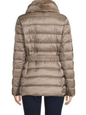 商品Michael Kors|Faux Fur Trim Belted Puffer Jacket,价格¥662,第4张图片详细描述