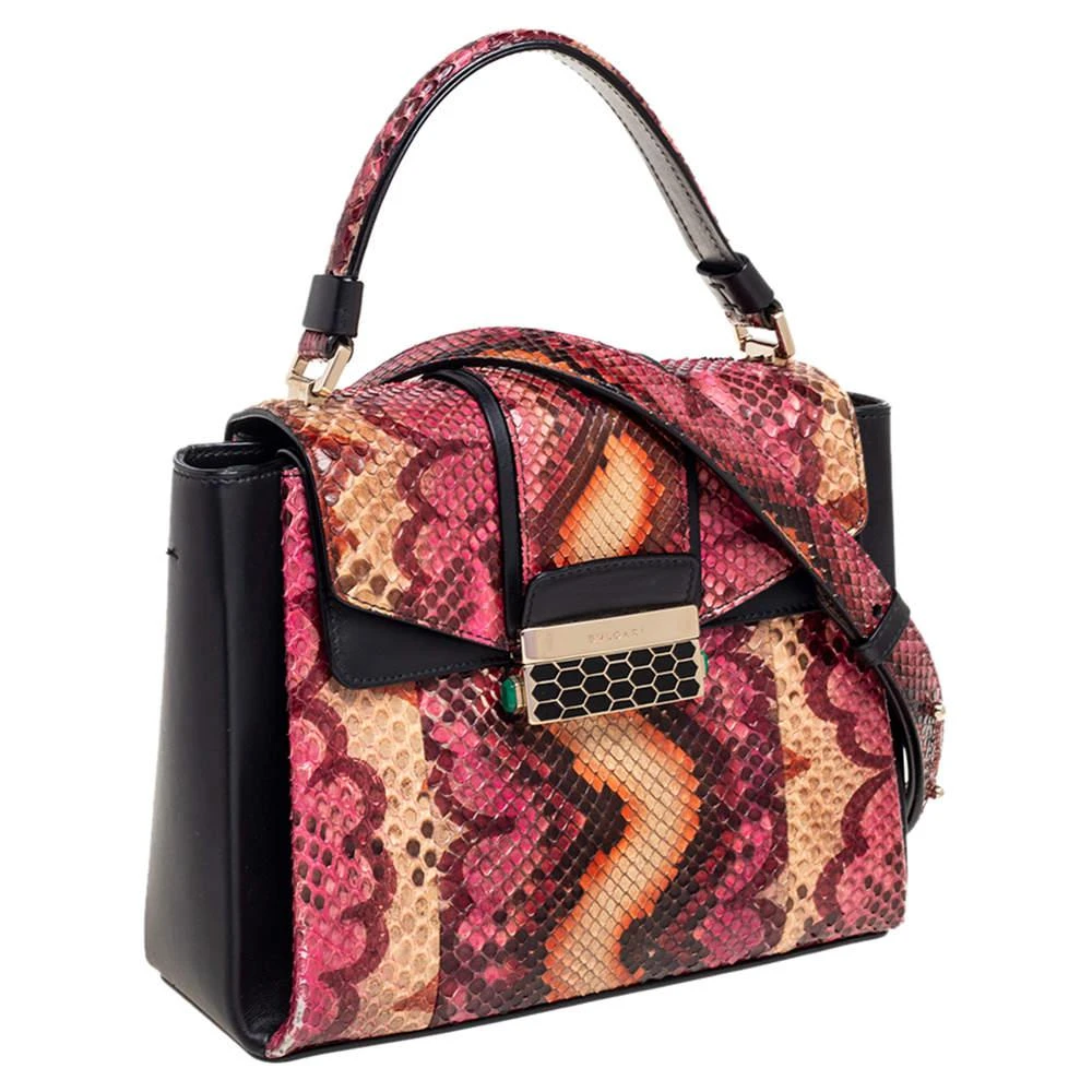 商品[二手商品] BVLGARI|Bvlgari Multicolor Python and Leather Serpenti Viper Top Handle Bag,价格¥8020,第3张图片详细描述