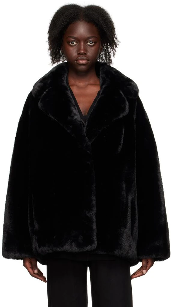 商品STAND STUDIO|Black Savannah Faux-Fur Jacket,价格¥1225,第1张图片