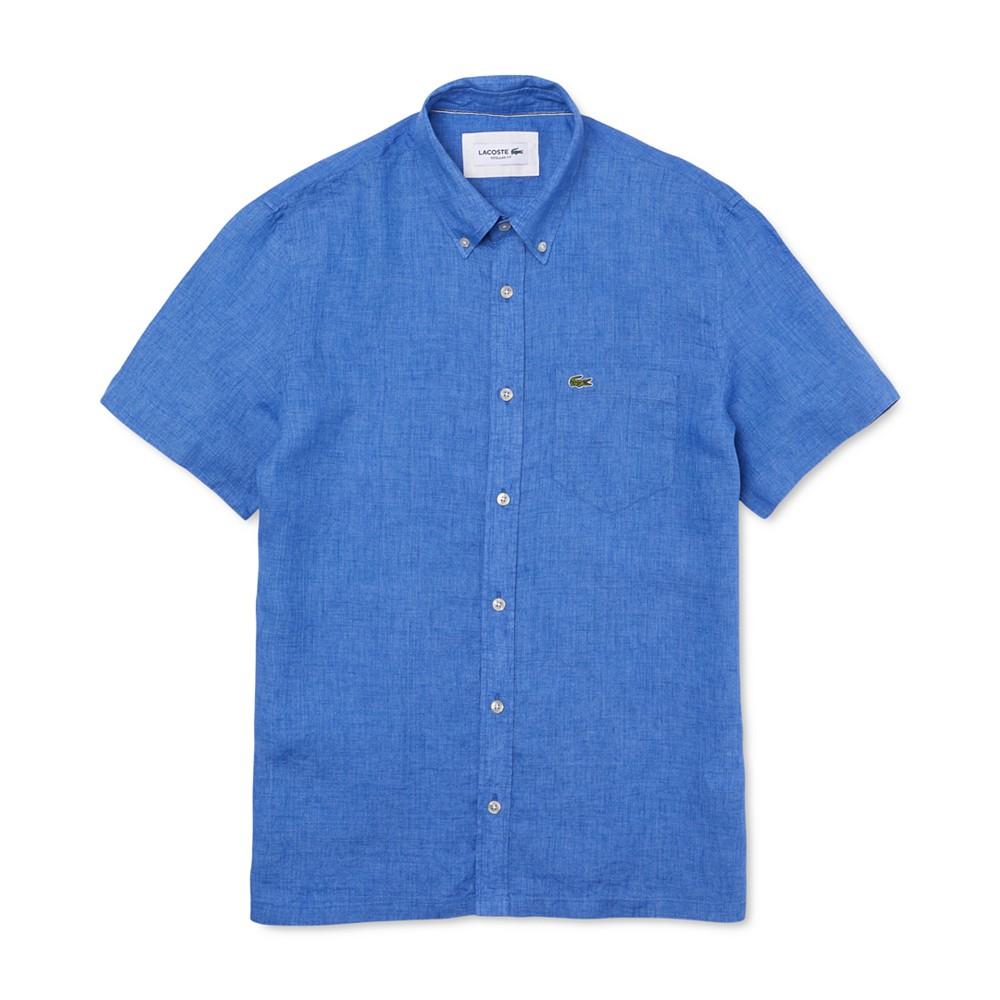 Men's Classic Fit Linen Pocket Short Sleeve Shirt商品第1张图片规格展示