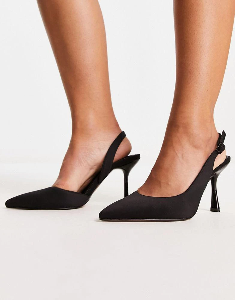 商品ASOS|ASOS DESIGN Wide Fit Simmer slingback stiletto mid shoes in black,价格¥274,第4张图片详细描述
