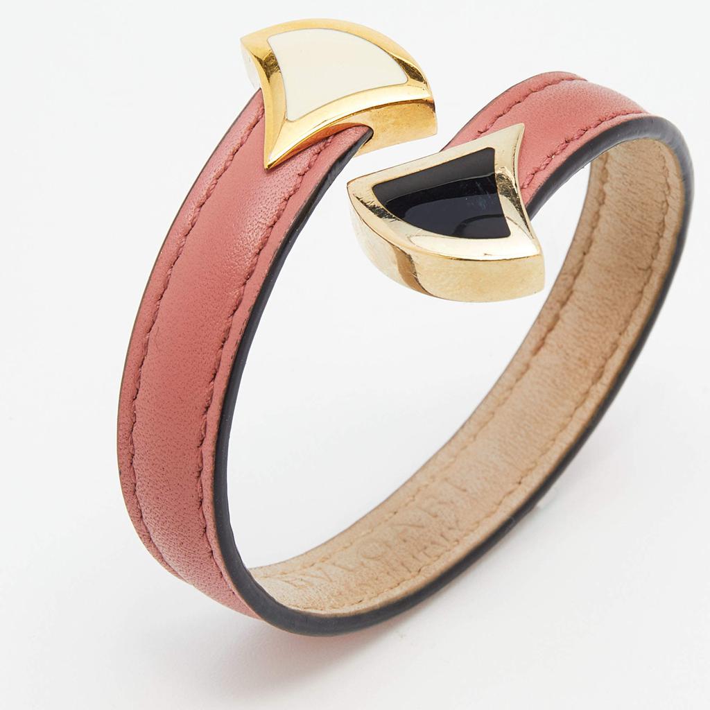 Bvlgari Divas' Dream Enamel Pink Leather Open Cuff Bracelet商品第3张图片规格展示