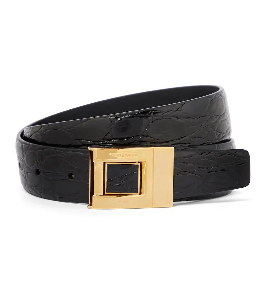 商品Yves Saint Laurent|Croc-effect leather belt,价格¥3517,第1张图片