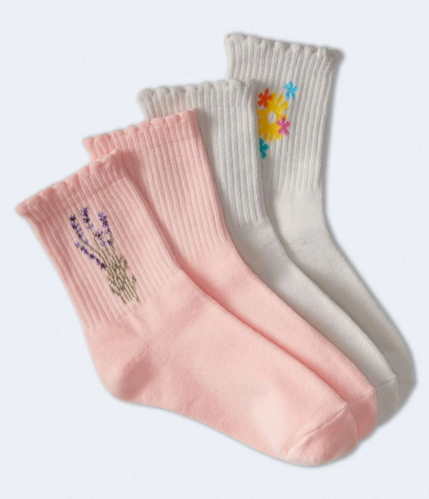 商品Aeropostale|Aeropostale Lavender Floral Crew Sock 2-Pack,价格¥48,第1张图片