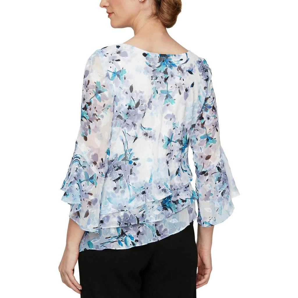 商品Alex Evenings|Alex Evenings Womens Petites Floral Print Chiffon Blouse,价格¥237,第2张图片详细描述