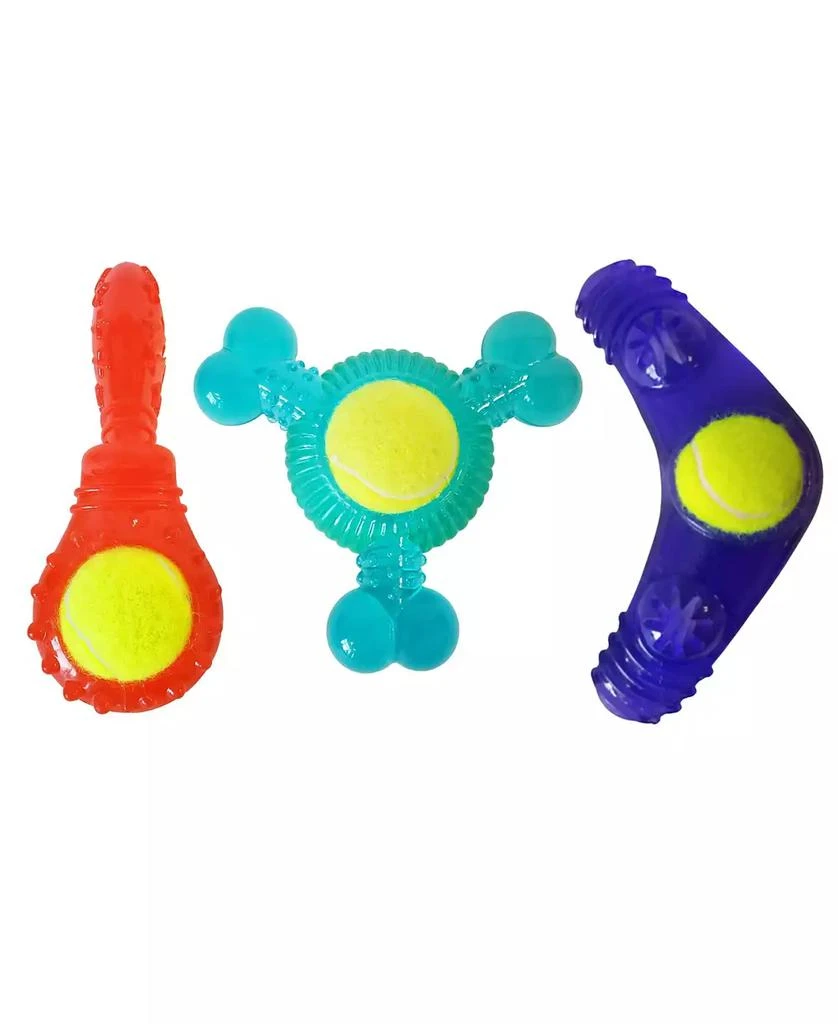 商品JoJo Modern Pets|Tennis ball variety pack- boomerang, squeaker, three prong,价格¥209,第1张图片