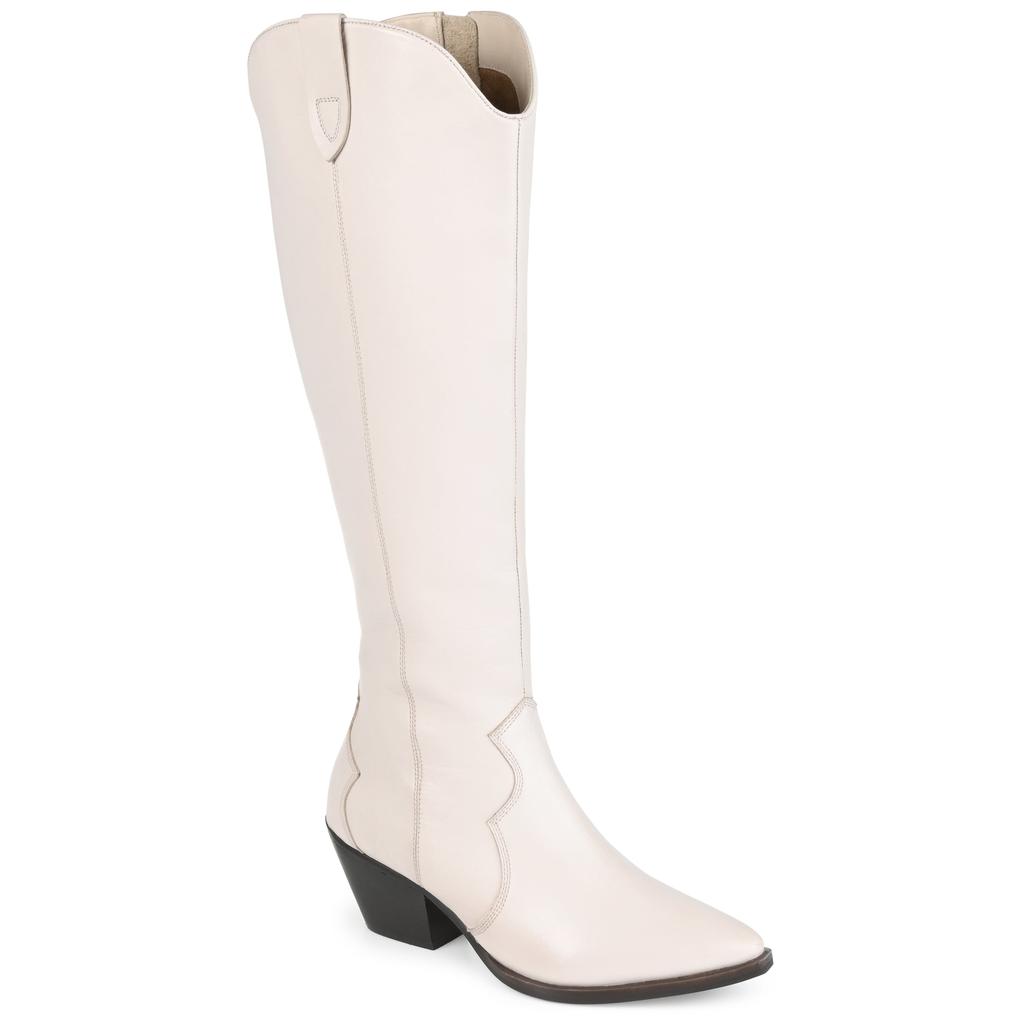 Botas de cano alto para mulher Pryse em pele genuína com bico amendoado e calçar. image 2