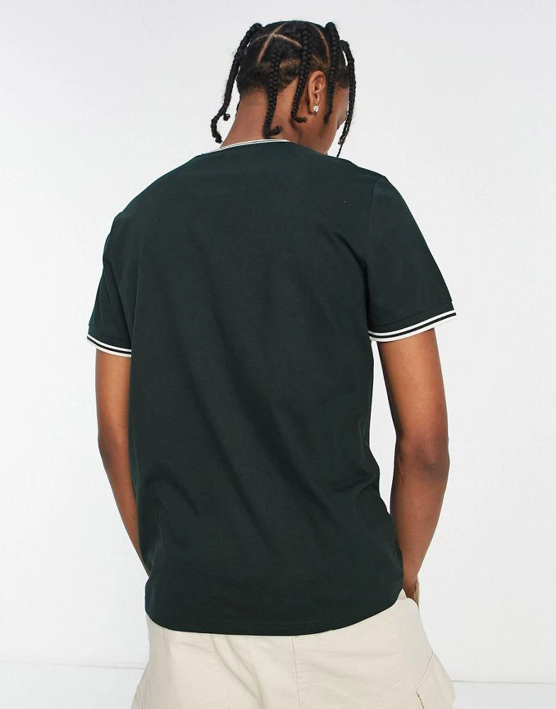 商品Fred Perry|Fred Perry twin tipped ringer t-shirt in green,价格¥247,第4张图片详细描述