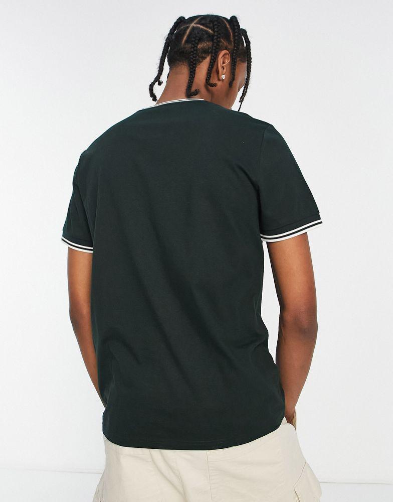 商品Fred Perry|Fred Perry twin tipped ringer t-shirt in green,价格¥393,第6张图片详细描述