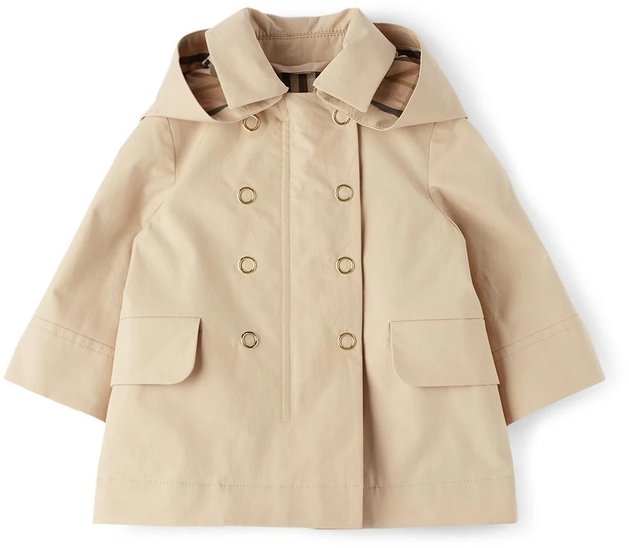 商品Burberry|Baby Beige Cotton Trench Coat,价格¥1624,第1张图片