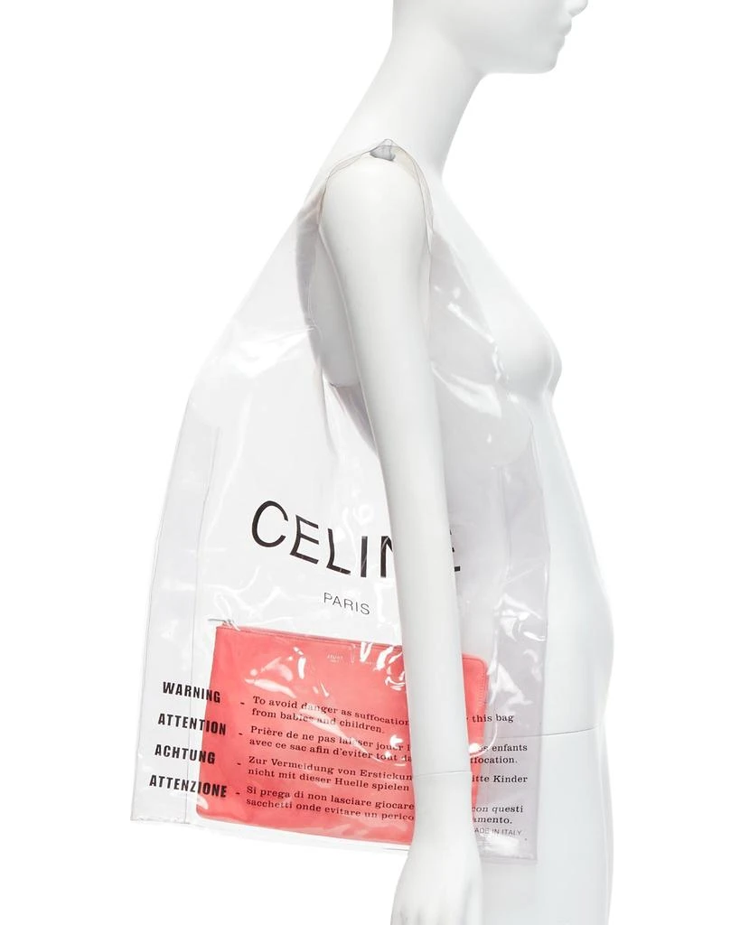 商品[二手商品] Celine|CELINE Phoebe Philo 2018 clear PVC logo pink leather pouch tote bag,价格¥8473,第2张图片详细描述