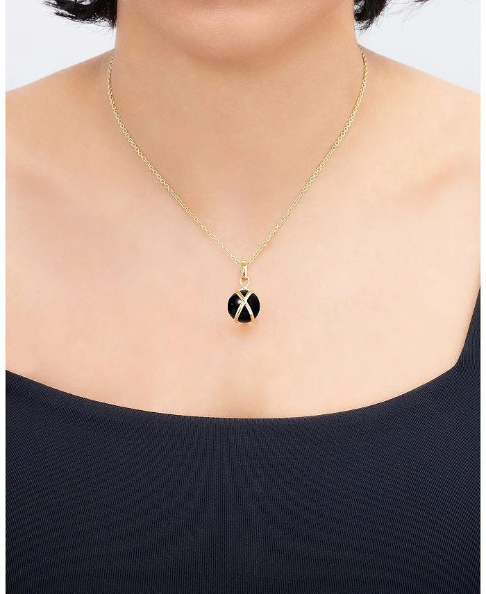 商品L. Klein|18K Yellow Gold Prisma Black Agate Medium Pendant Necklace, 16-18",价格¥16914,第2张图片详细描述