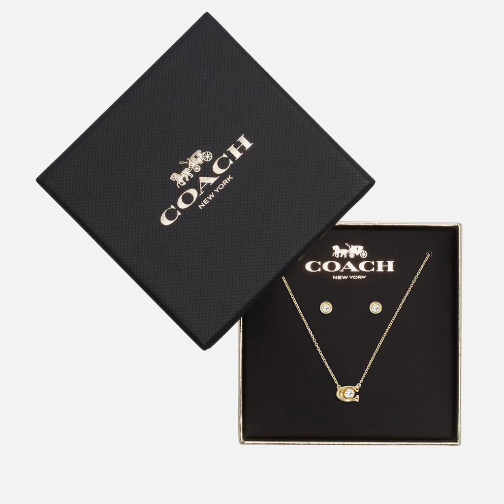 商品Coach|Coach Signature Gold-Tone Necklace and Earrings Set,价格¥914,第2张图片详细描述