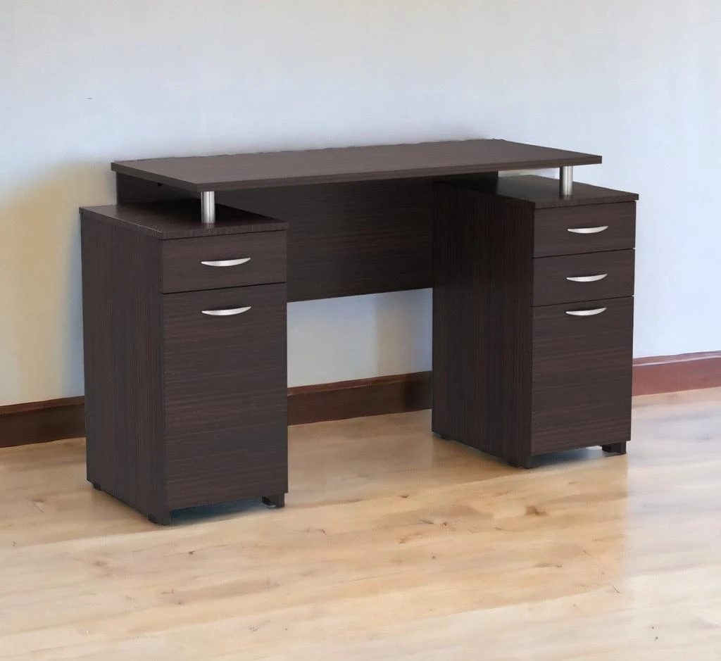 商品Homezia|43" Espresso Computer Desk With Four Drawers,价格¥5431,第1张图片