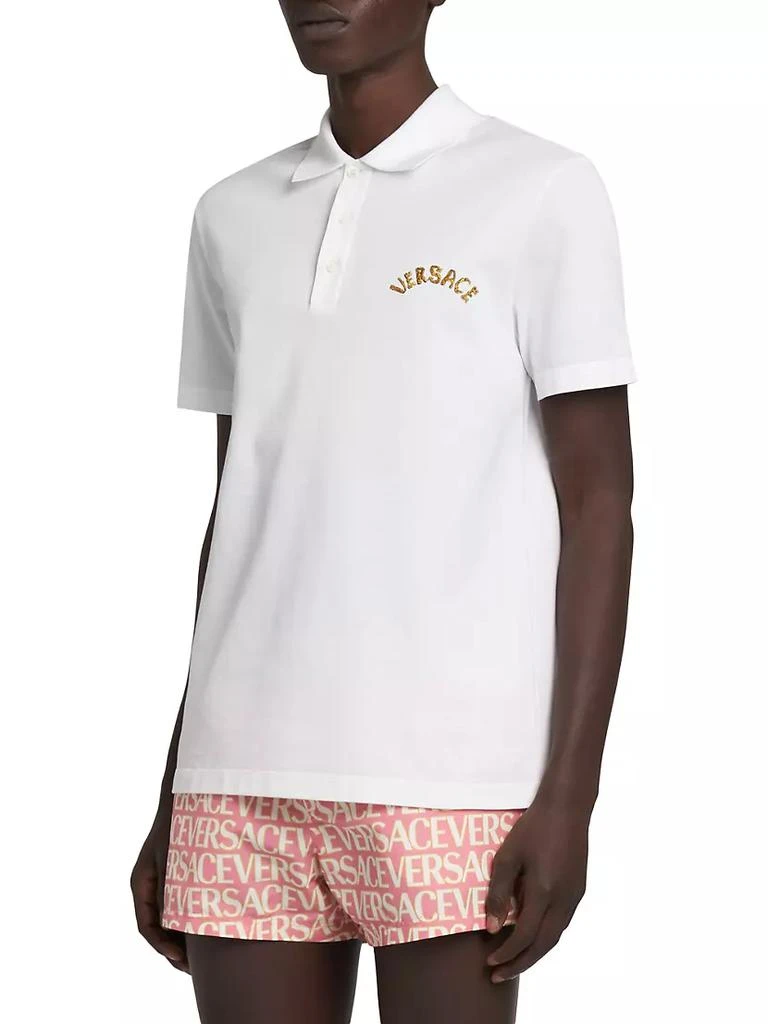 商品Versace|Embroidered Cotton Polo Shirt,价格¥4182,第4张图片详细描述
