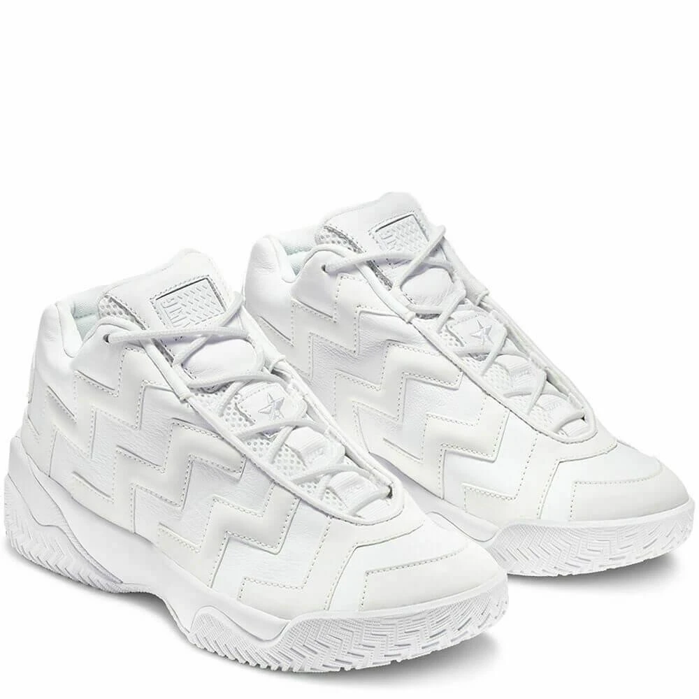 商品Converse|Converse Voltage Mid Ladies Triple White Leather Hi Top Sneakers,价格¥298,第3张图片详��细描述