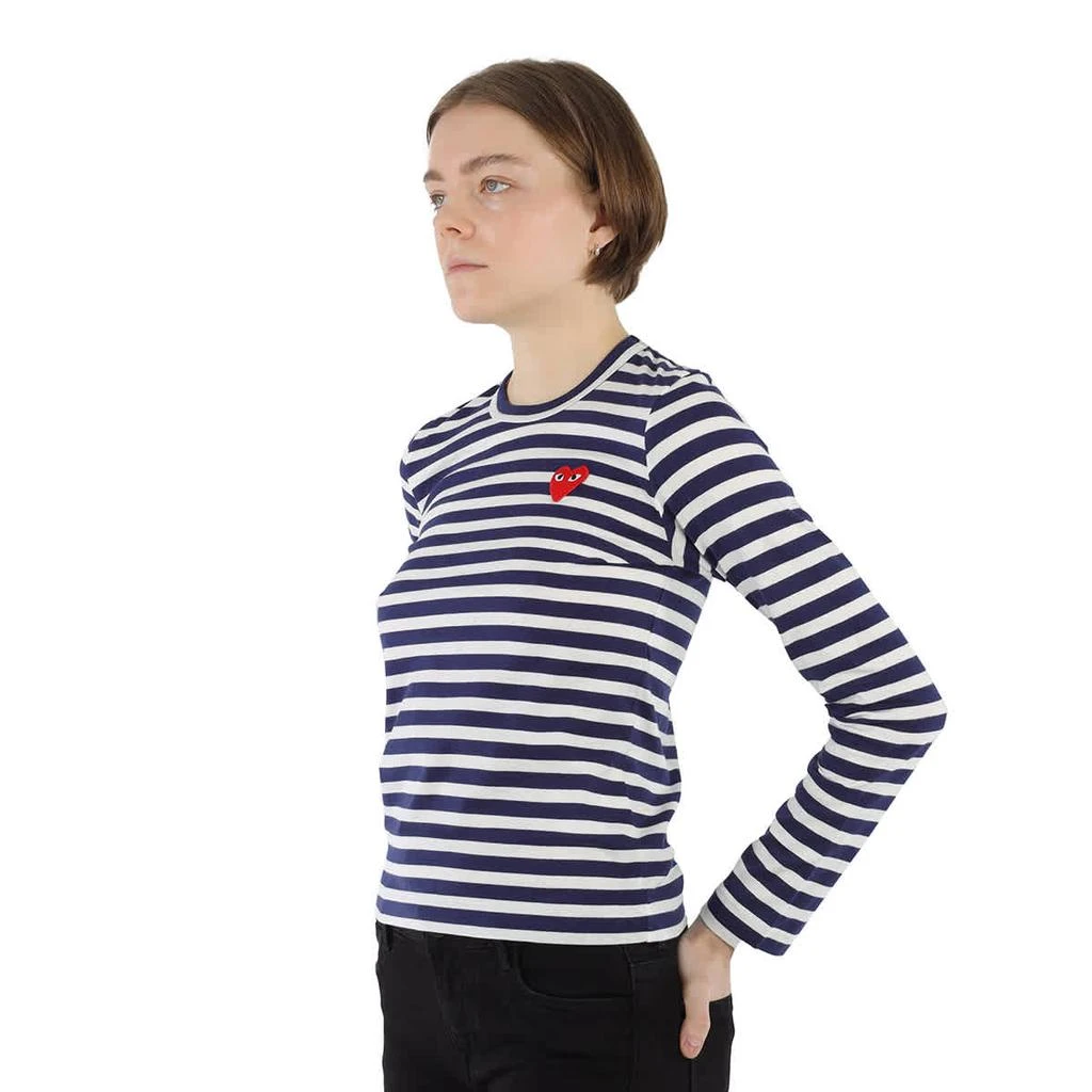 商品Comme des Garcons|Ladies Embroidered Heart Stripe Long-sleeve T-shirt,价格¥562,第2张图片详细描述