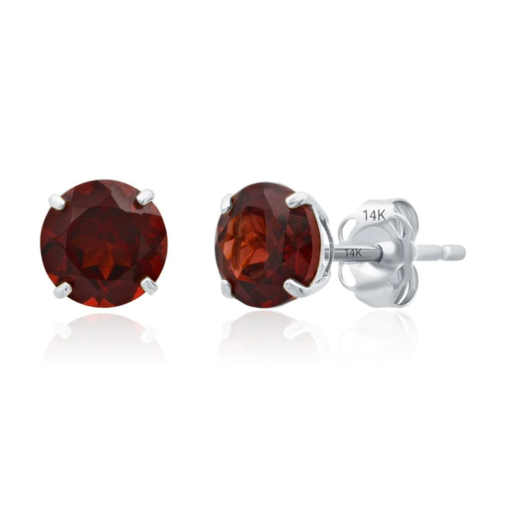商品MaxColor|14k White Gold 6MM Round Stud Gemstone Earrings,价格¥626,第4张图片详细描述