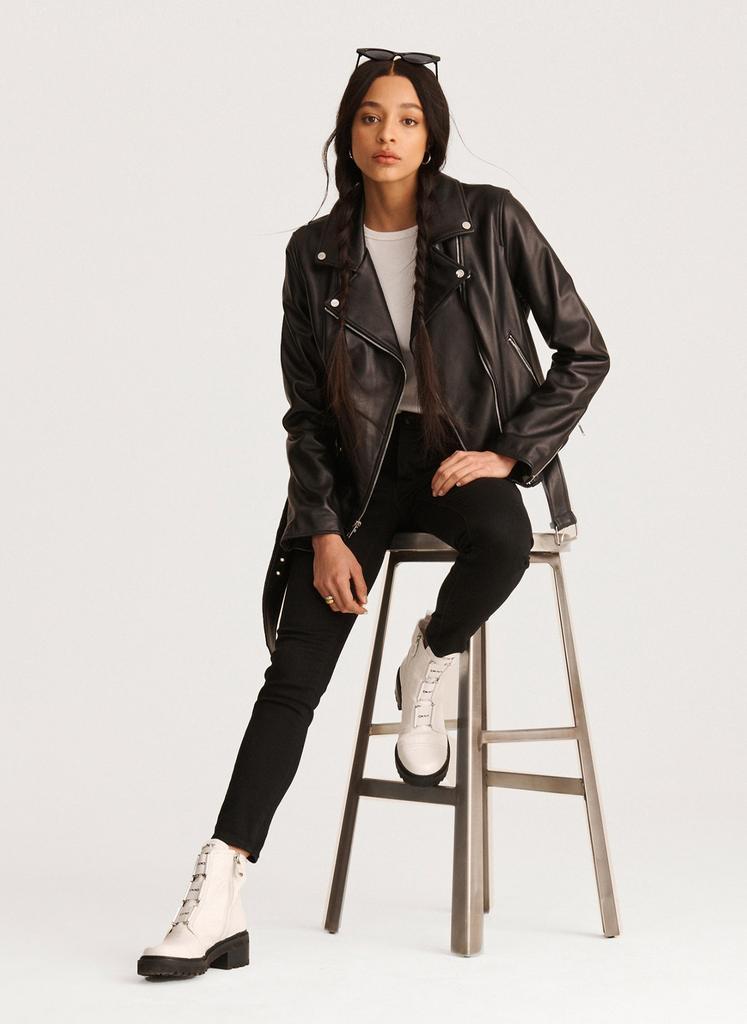 商品DKNY|Leather Motorcycle Jacket,价格¥4399,第5张图片详细描述