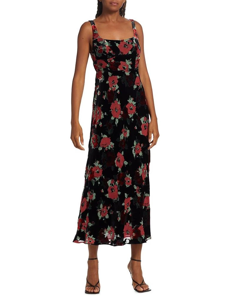 商品Rixo|Benedict Floral Velvet Midi-Dress,价格¥1375,第3张图片详细描述