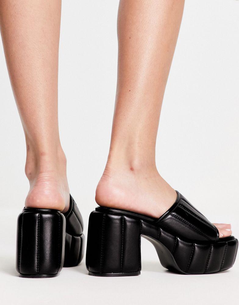 Topshop Nicole padded mule platform sandal in black商品第2张图片规格展示