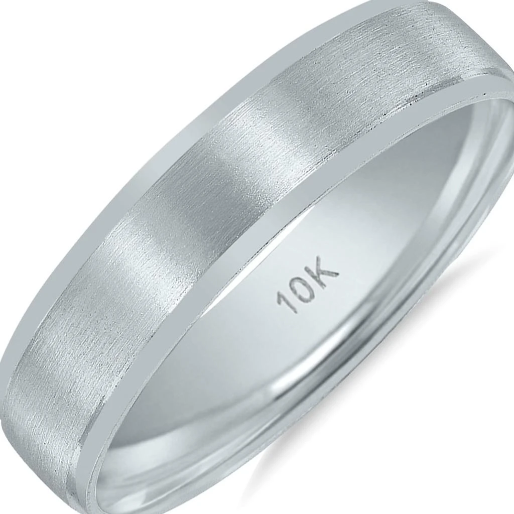 商品SSELECTS|Men's 5Mm Classic Matte Brushed Center Wedding Band In 10K White Gold,价格¥2922,第3张图片详细描述