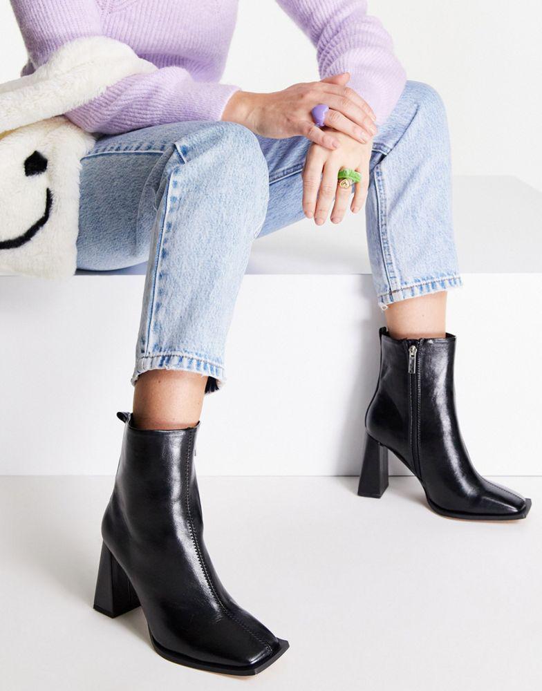 ASOS DESIGN Wide Fit Excel high-heeled ankle boots in black商品第4张图片规格展示