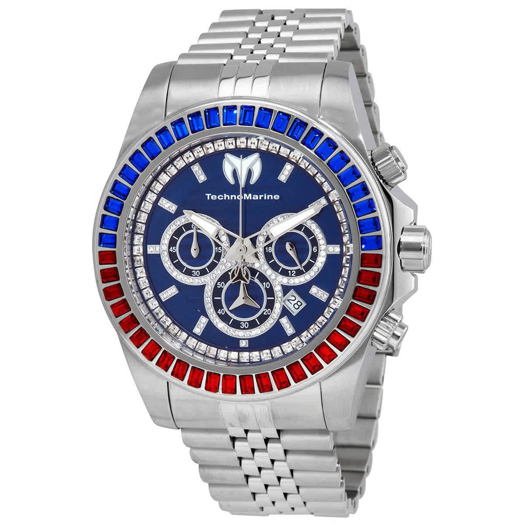 Manta Ray Chronograph Quartz Crystal Blue Dial Mens Watch TM-221011商品第1张图片规格展示