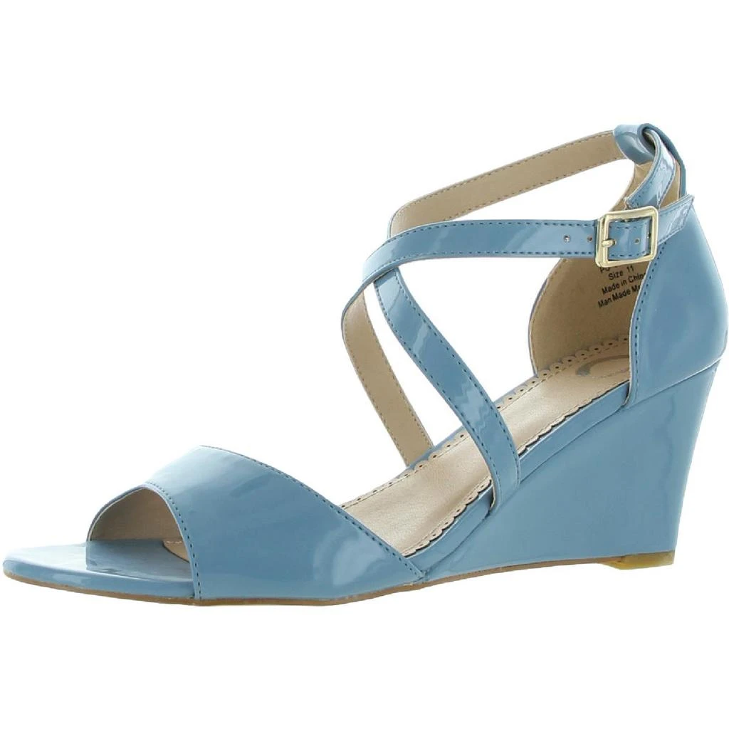 商品Journee Collection|Journee Collection Womens Stacey Patent Open-Toe Wedge Sandals,价格¥85,第1张图片