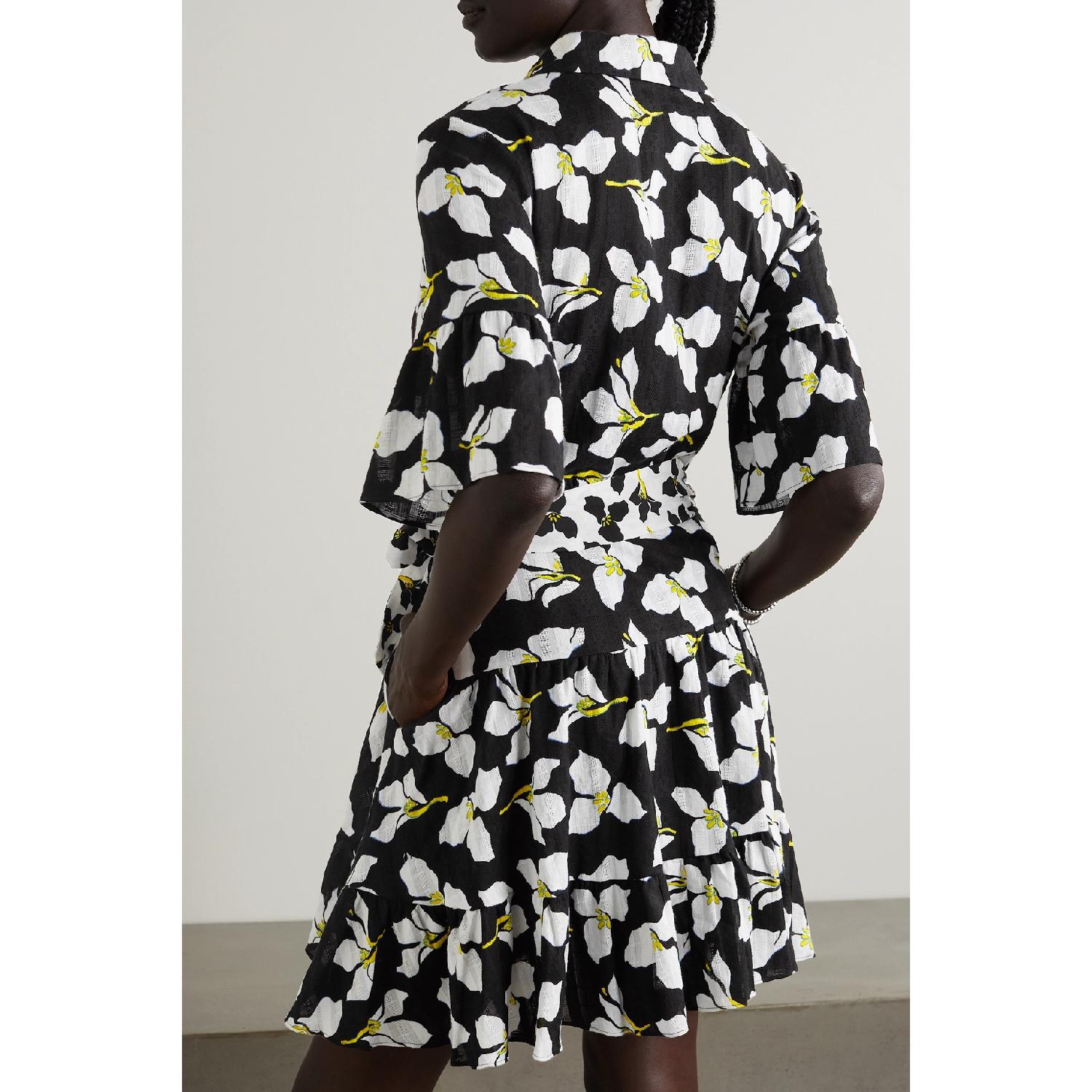 包邮包税【预售7天发货】 DIANE VON FURSTENBERG 23秋冬 女士 连衣裙 Beata 配腰带荷叶边花卉印花纯棉薄纱迷你连衣裙 1647597303930866 DVFDS1R007GFLBK 商品第4张图片规格展示