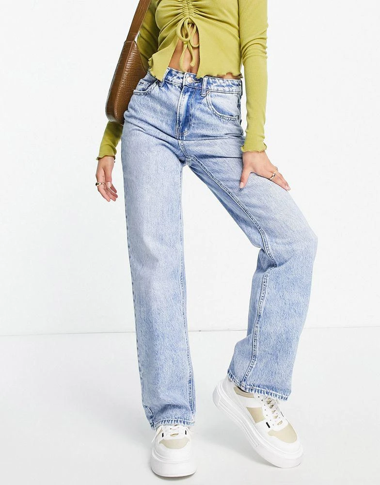 商品VERO MODA|Vero Moda high waisted straight leg jeans in mid blue,价格¥251,第1张图片