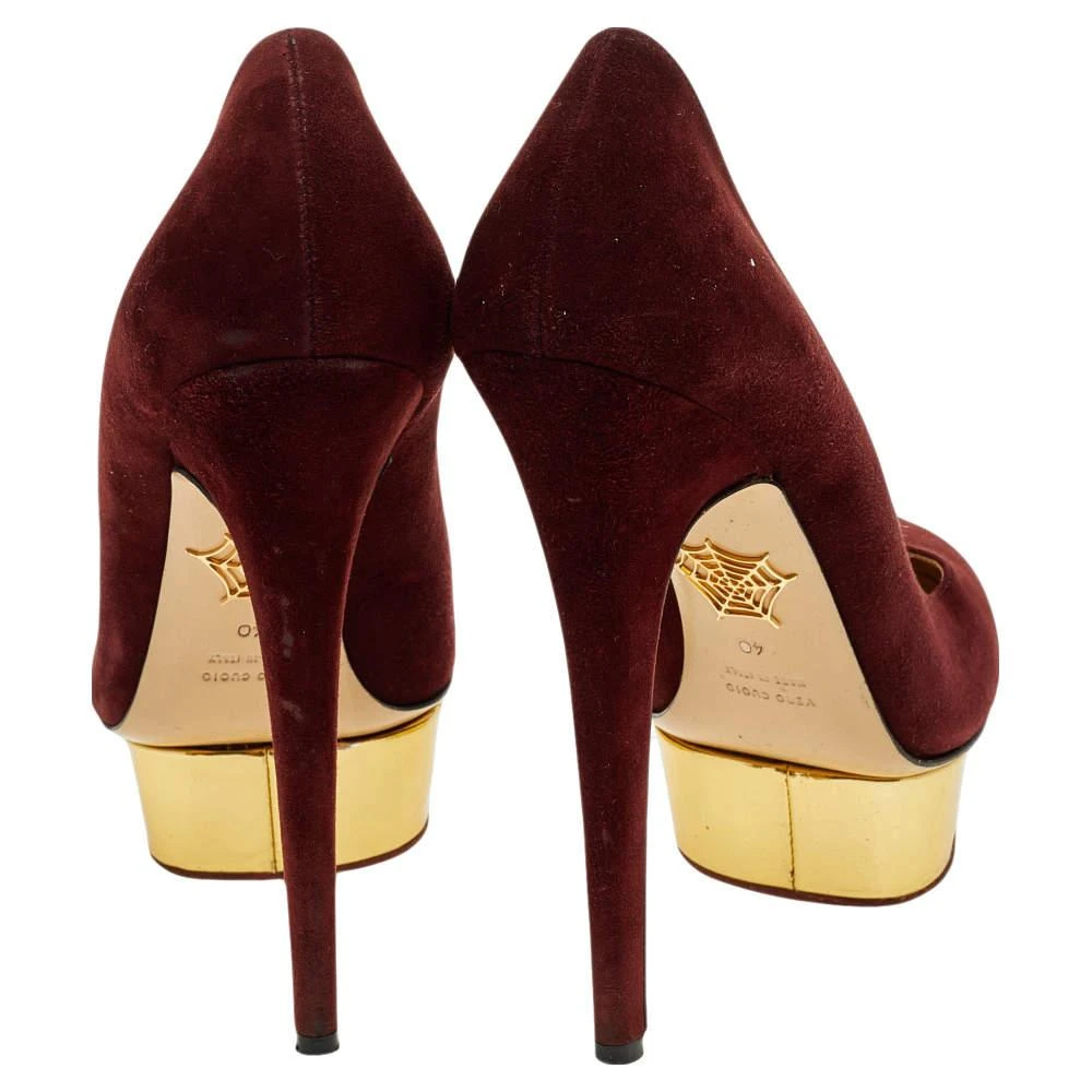 商品[二手商品] Charlotte Olympia|Charlotte Olympia Burgundy Suede Dolly Platform Pumps Size 40,价格¥1014,第5张图片详细描述