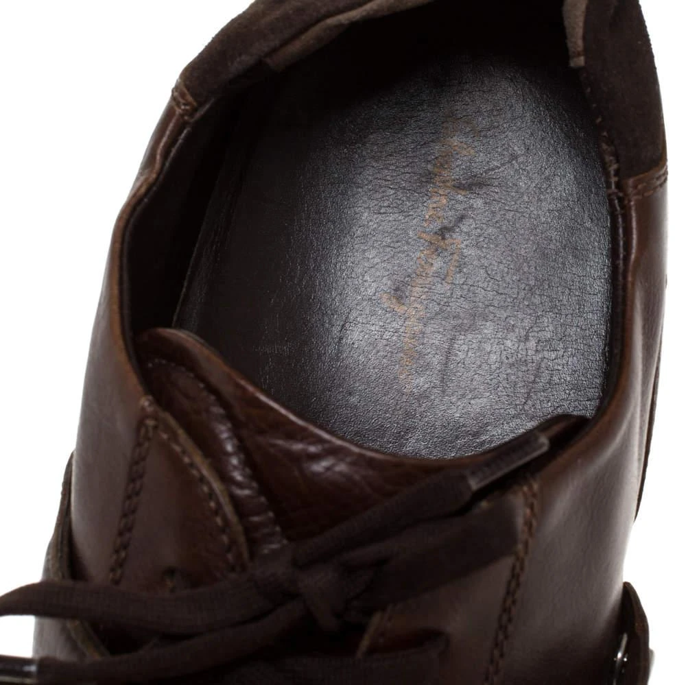 Salvatore Ferragamo Brown Leather Low Top Sneakers Size 45.5 商品