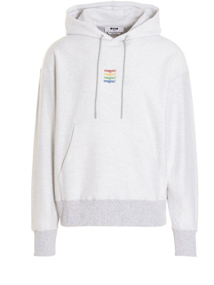 商品MSGM|MSGM Logo Embroidered Ribbed Hem Drawstring Hoodie,价格¥646,第1张图片