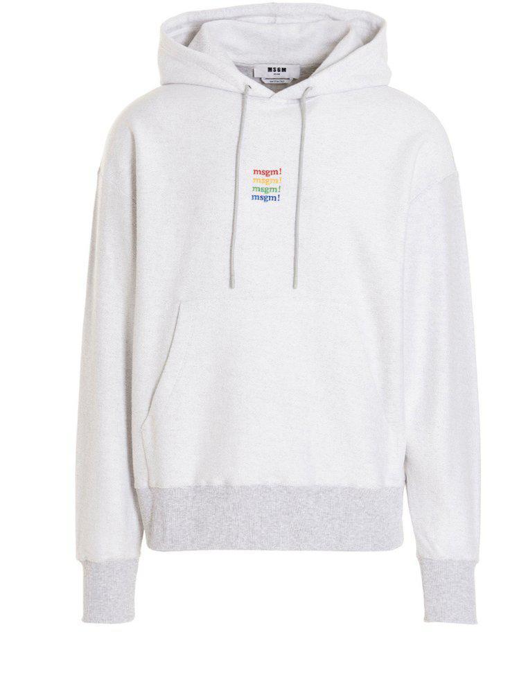 商品MSGM|MSGM Logo Embroidered Ribbed Hem Drawstring Hoodie,价格¥1156,第1张图片