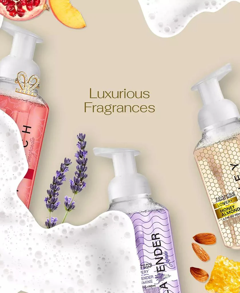 商品Lovery|Hand Foaming Soap in Honey Almond, Pomegranate Peach, Lavender Jasmin Moisturizing Hand Soap With Flawless Crystal Heart Bracelet - Hand Wash Set, 4 Piece,价格¥205,第2张图片详细描述