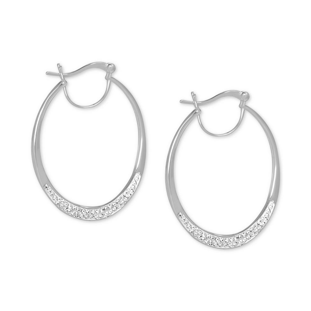 商品Essentials|Crystal Oval Hoop Earrings in Silver-Plate or Gold Plate,价格¥110,第1张图片