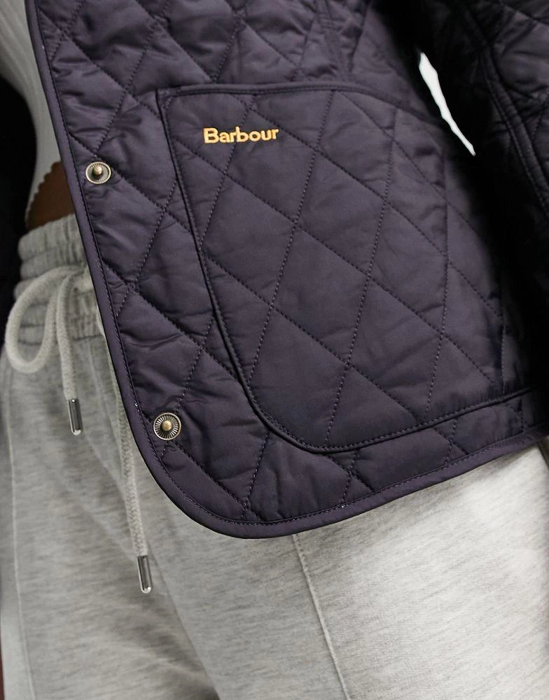 商品Barbour|Barbour Annandale diamond quilt jacket with cord collar in navy,价格¥1108,第4张图片详细描述