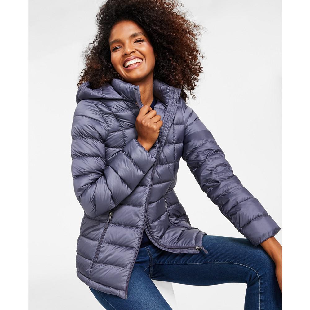 Women's Packable Hooded Down Puffer Coat, Created for Macy's商品第3张图片规格展示