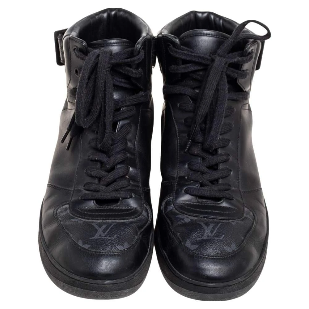 商品[二手商品] Louis Vuitton|Louis Vuitton Black Monogram Canvas and Leather Rivoli Sneaker Boots Size 43.5,价格¥2194,第3张图片详细描述