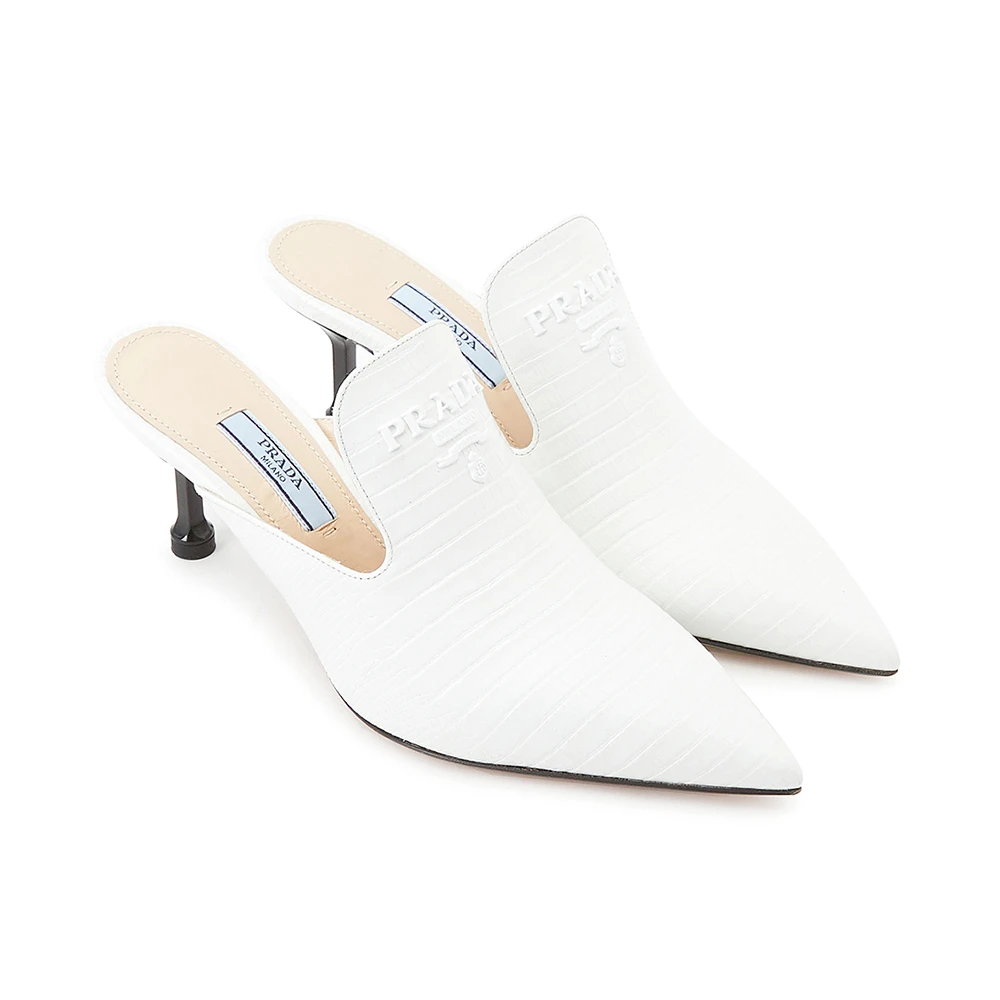 PRADA 白色女士包脚高跟拖鞋 1S538L-1V3-F0009 商品