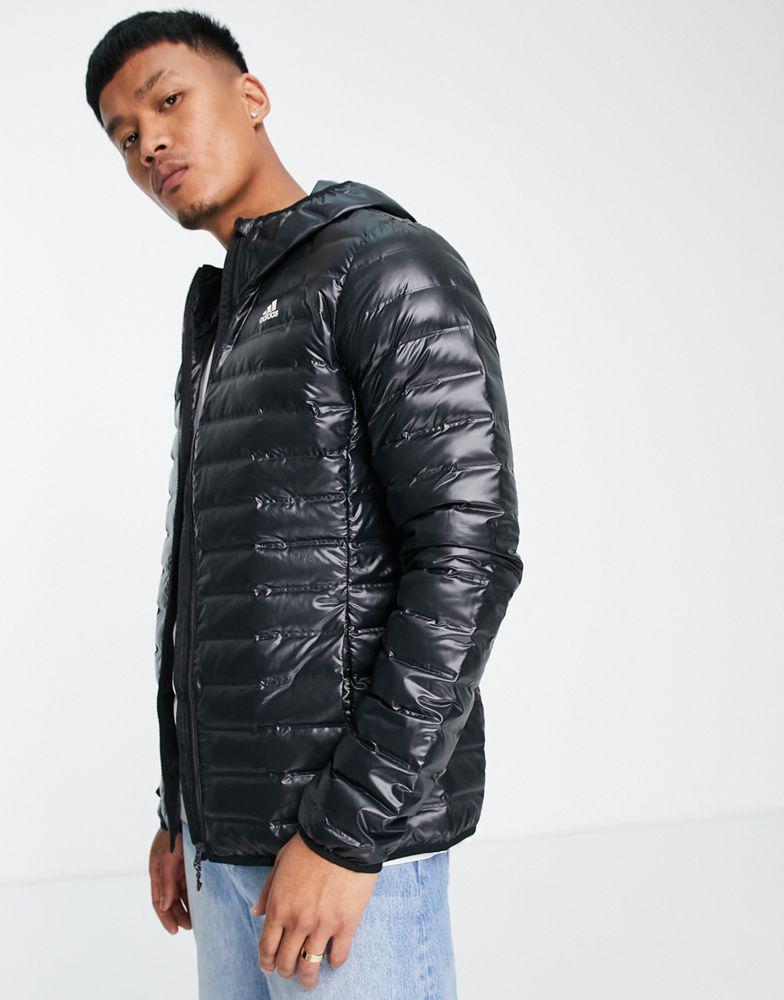adidas Outdoors hooded down quilted jacket in black商品第1张图片规格展示