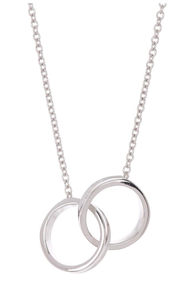 White Rhodium Plated Interlocking Ring Necklace商品第1张图片规格展示