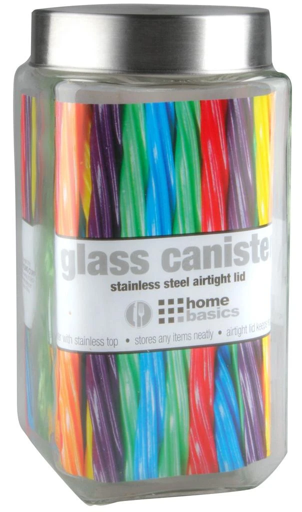 商品Home Basics|Home Basics 67 oz. Square Glass Canister with Brushed Stainless Steel Screw-on Lid Clear,价格¥107,第1张图片