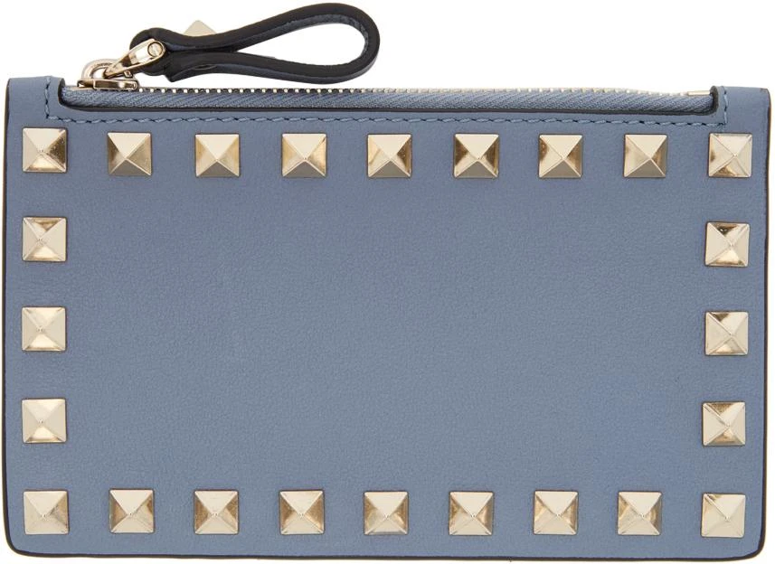 商品Valentino|Blue Valentino Garavani Rockstud Coin Pouch,价格¥1775,第1张图片