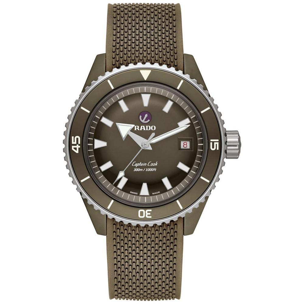 商品Rado|Men's Swiss Automatic Captain Cook Diver Olive Ceramic Bracelet Watch 43mm,价格¥22513,第1张图片