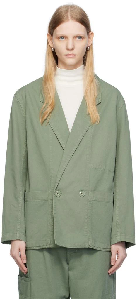 商品Lemaire|Green Garment-Dyed Denim Blazer,价格¥2226,第1张图片