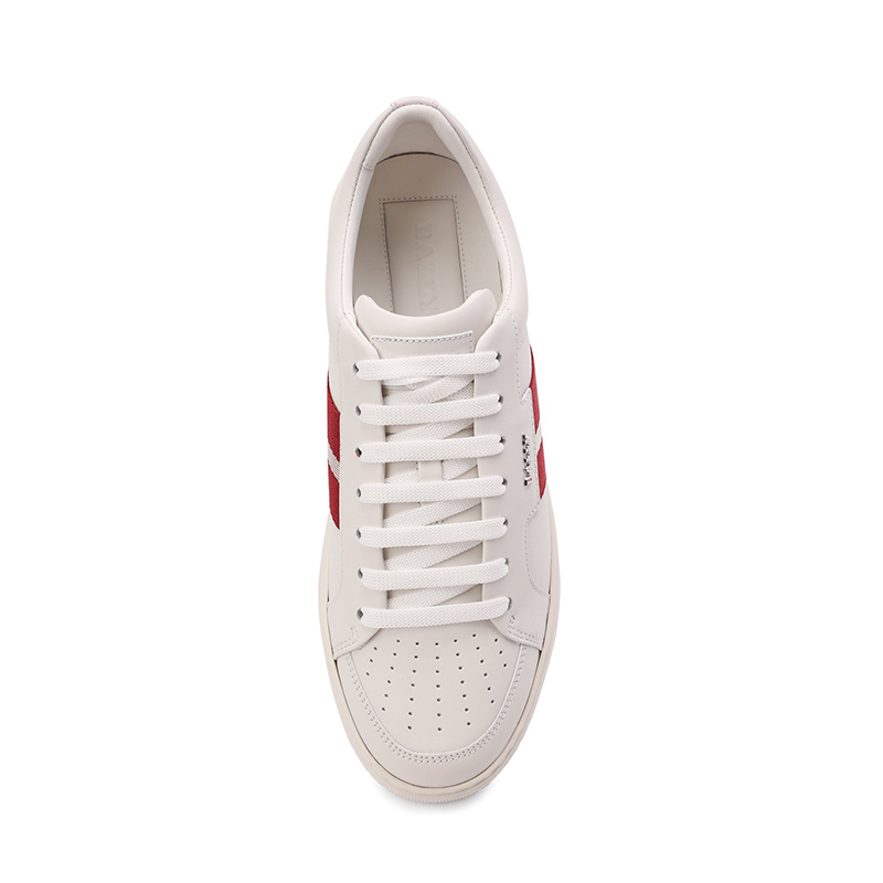 巴利新款男士白色休闲运动鞋白色红条纹600799-25268（澳门仓发货）商品第4张图片规格展示