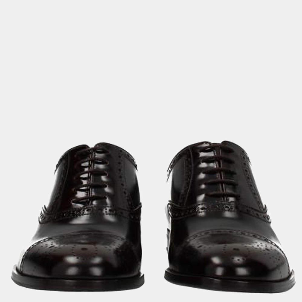 Prada Black Leather Details Derby Shoes Size US 10 EU 40.5商品第7张图片规格展示